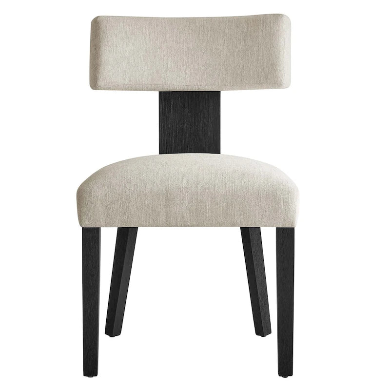 Chaise de salle à manger sans accoudoirs en tissu chiné avec pieds en bois massif