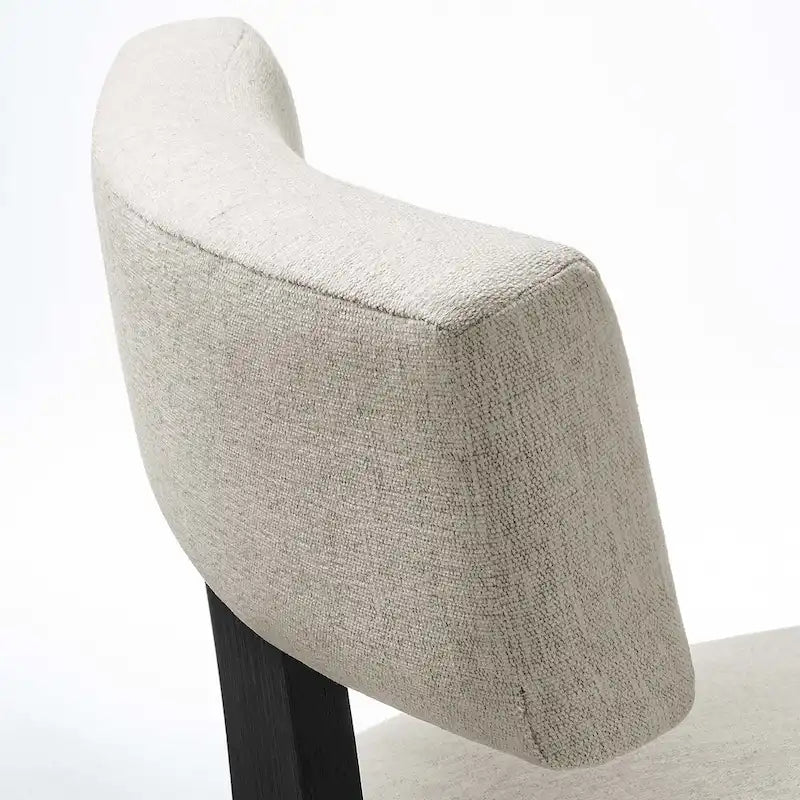 Chaise de salle à manger sans accoudoirs en tissu chiné avec pieds en bois massif