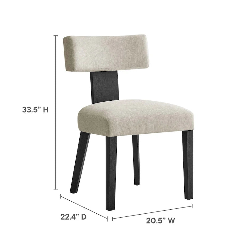 Chaise de salle à manger sans accoudoirs en tissu chiné avec pieds en bois massif