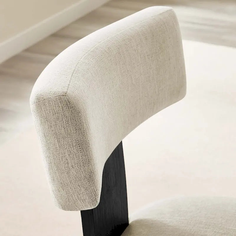 Chaise de salle à manger sans accoudoirs en tissu chiné avec pieds en bois massif