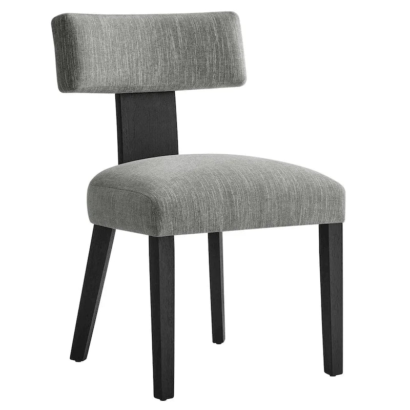 Chaise de salle à manger sans accoudoirs en tissu chiné avec pieds en bois massif