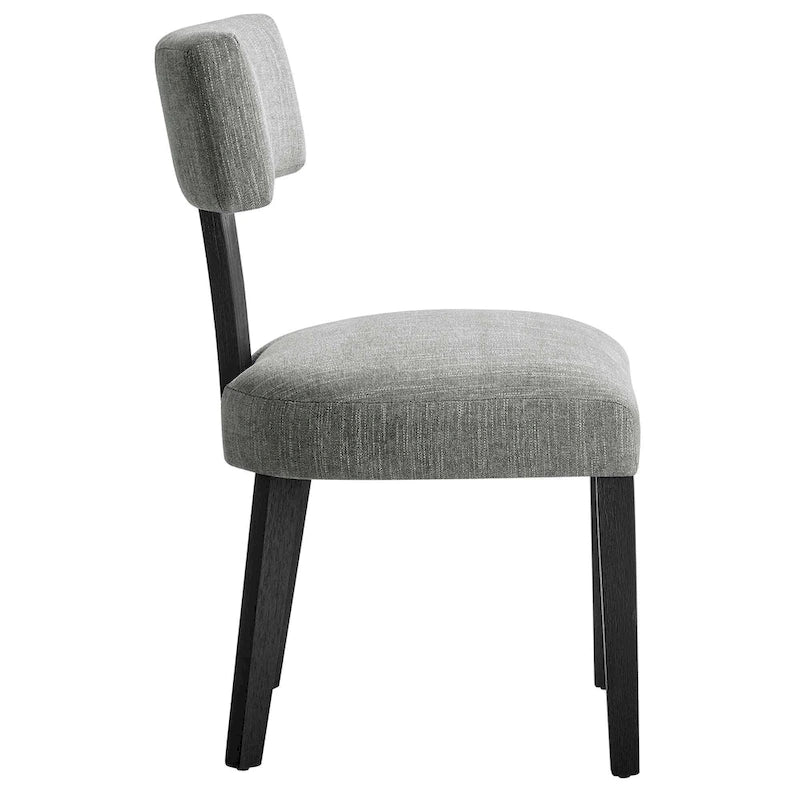 Chaise de salle à manger sans accoudoirs en tissu chiné avec pieds en bois massif