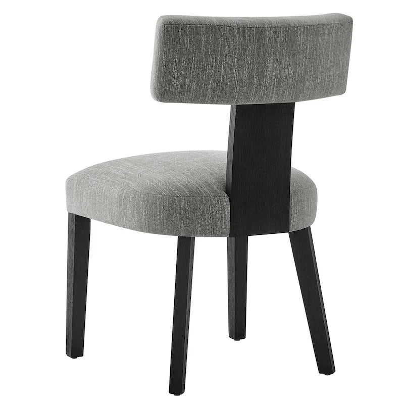 Chaise de salle à manger sans accoudoirs en tissu chiné avec pieds en bois massif