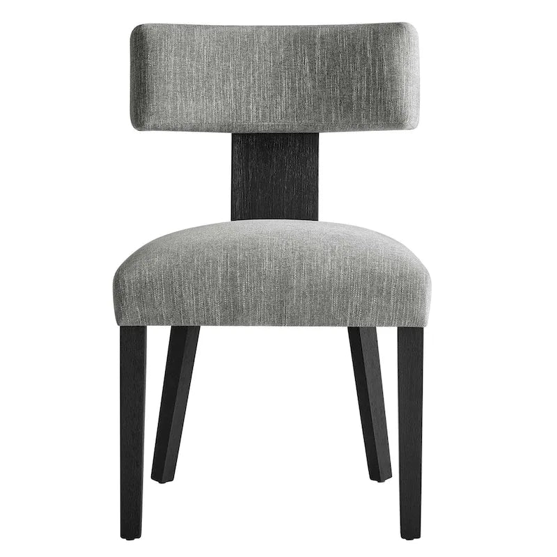 Chaise de salle à manger sans accoudoirs en tissu chiné avec pieds en bois massif