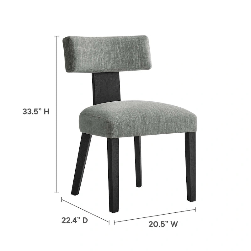 Chaise de salle à manger sans accoudoirs en tissu chiné avec pieds en bois massif