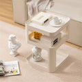 3-Tier Metal Side Table with Open Shelves, Off-White & Black