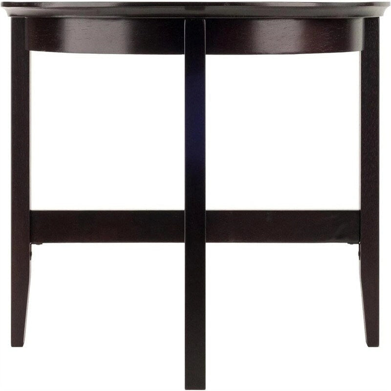 Round Solid Wood Espresso Coffee Table with Shaker Legs and X Crossbar