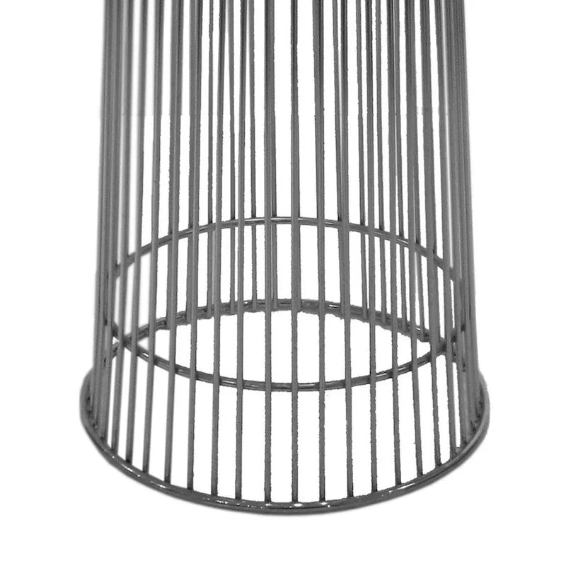 Table à manger ronde avec plateau en verre trempé et piètement central en fils de chrome