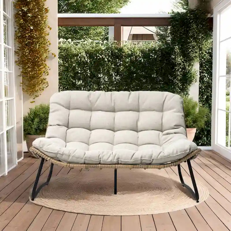 Fauteuil Papasan oversize en rotin avec coussin capitonné, pour l'intérieur et l'extérieur