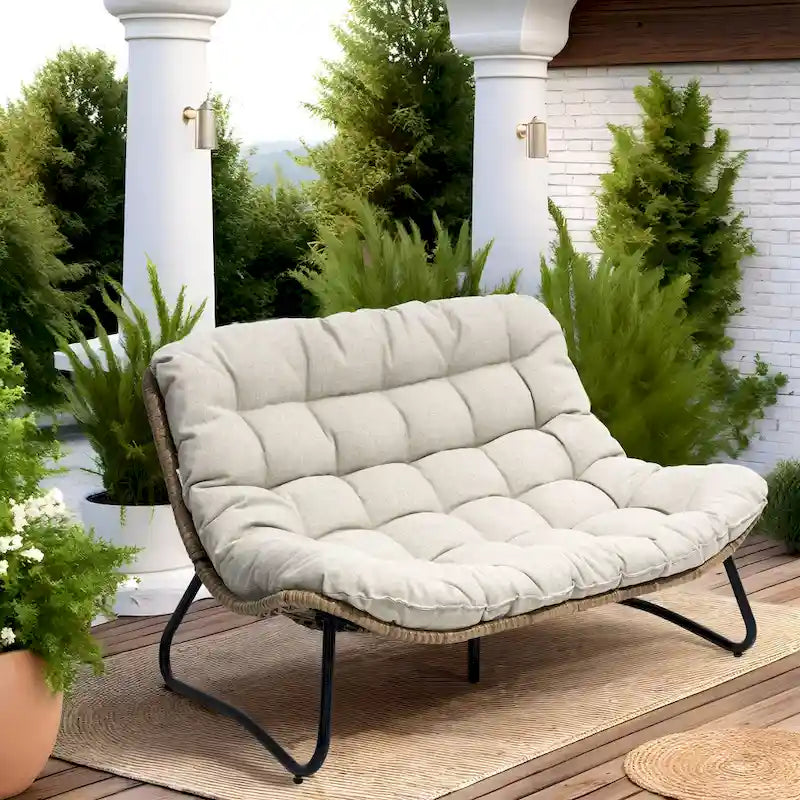 Fauteuil Papasan oversize en rotin avec coussin capitonné, pour l'intérieur et l'extérieur