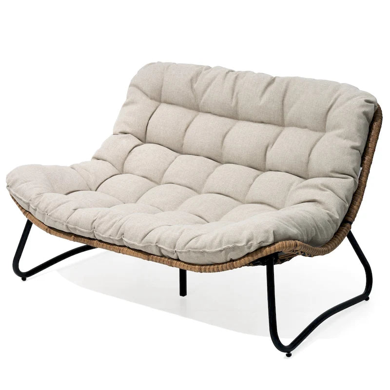 Fauteuil Papasan oversize en rotin avec coussin capitonné, pour l'intérieur et l'extérieur