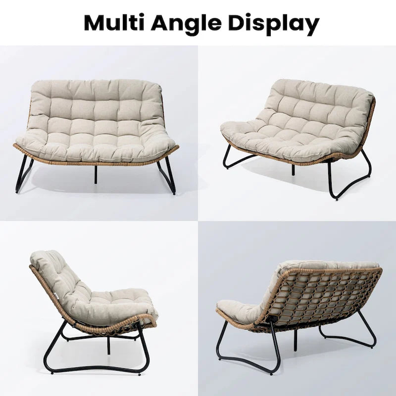 Fauteuil Papasan oversize en rotin avec coussin capitonné, pour l'intérieur et l'extérieur