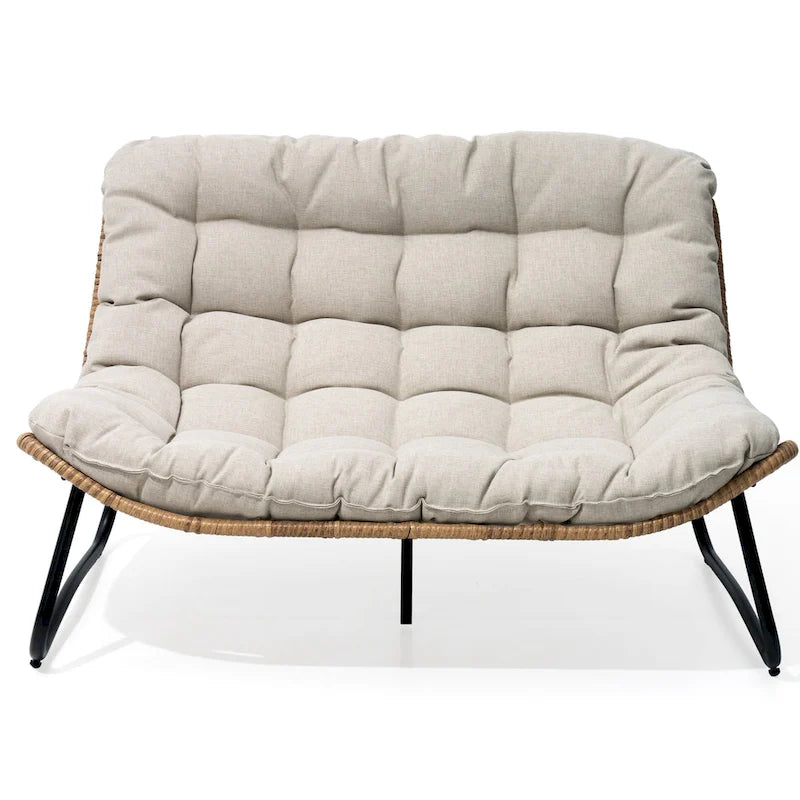 Fauteuil Papasan oversize en rotin avec coussin capitonné, pour l'intérieur et l'extérieur