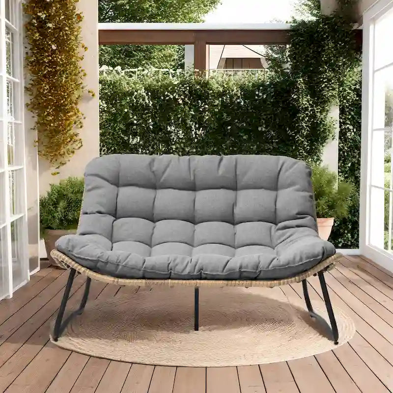 Fauteuil Papasan oversize en rotin avec coussin capitonné, pour l'intérieur et l'extérieur