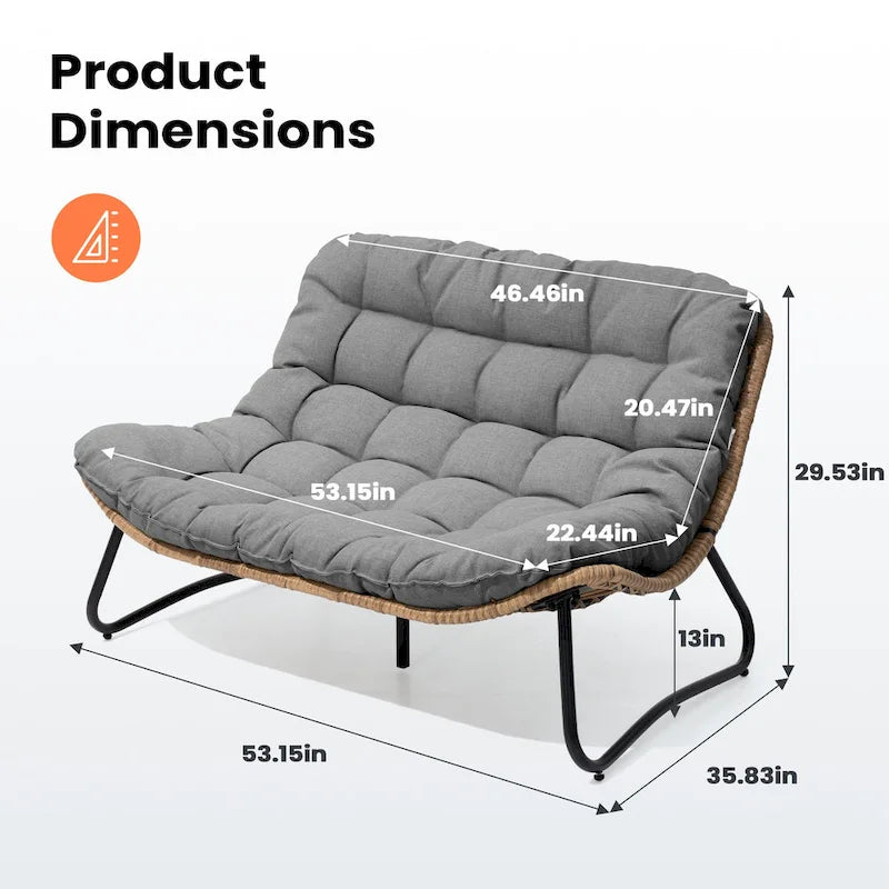 Fauteuil Papasan oversize en rotin avec coussin capitonné, pour l'intérieur et l'extérieur
