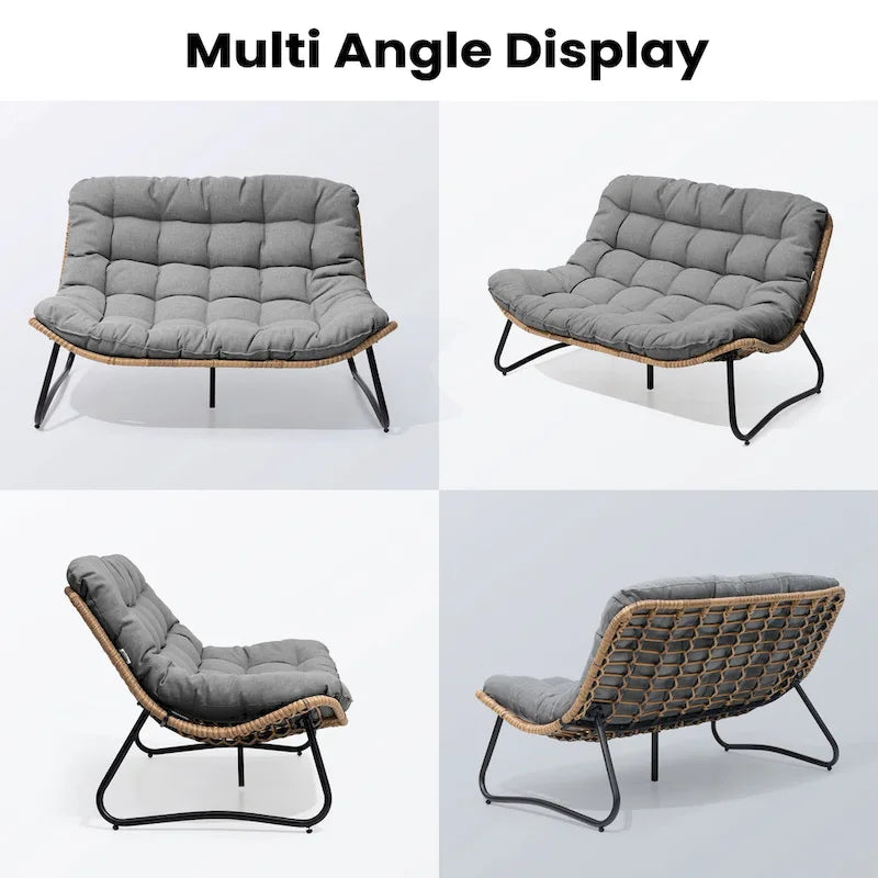 Fauteuil Papasan oversize en rotin avec coussin capitonné, pour l'intérieur et l'extérieur