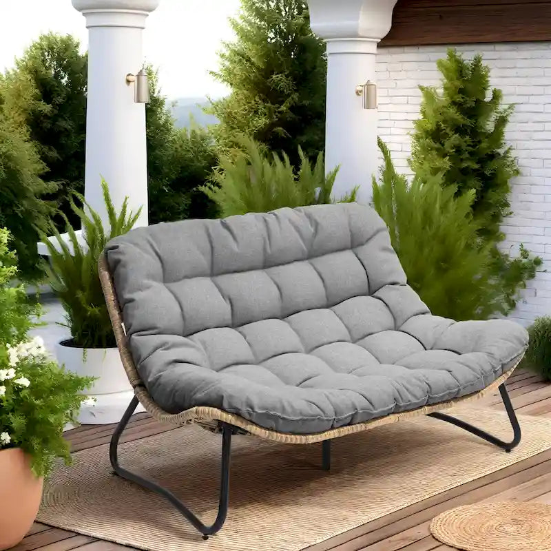 Fauteuil Papasan oversize en rotin avec coussin capitonné, pour l'intérieur et l'extérieur