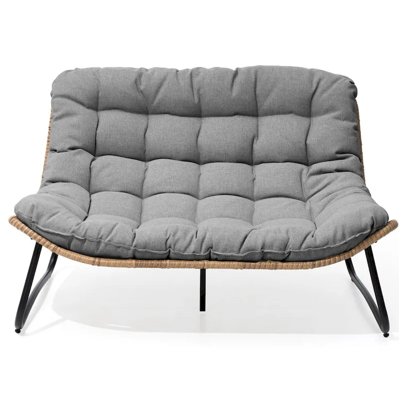 Fauteuil Papasan oversize en rotin avec coussin capitonné, pour l'intérieur et l'extérieur