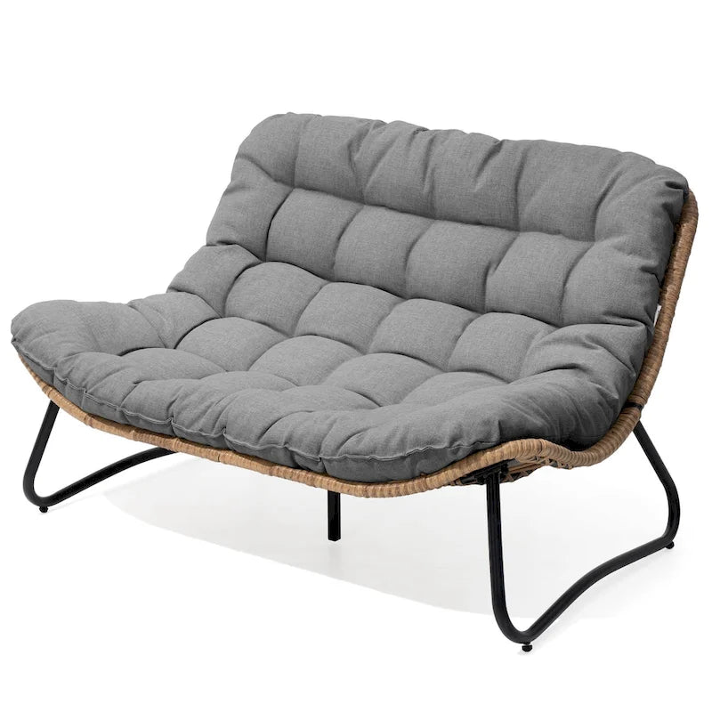 Fauteuil Papasan oversize en rotin avec coussin capitonné, pour l'intérieur et l'extérieur