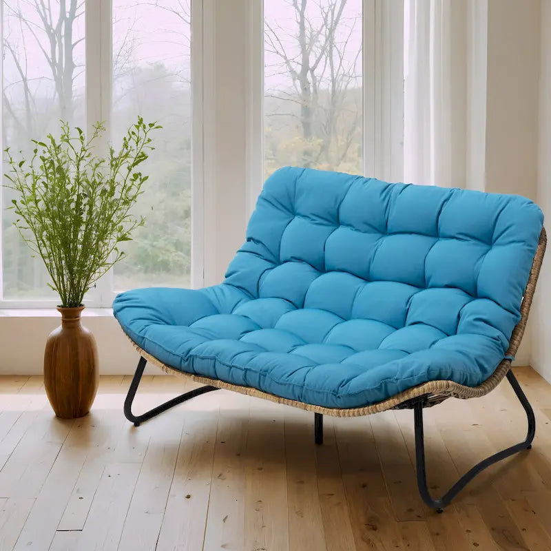 Fauteuil Papasan oversize en rotin avec coussin capitonné, pour l'intérieur et l'extérieur