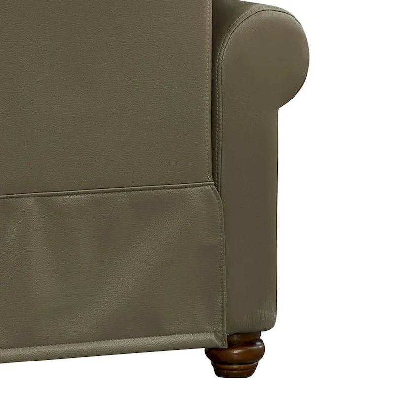 Fauteuil d'appoint en similicuir à accoudoirs arrondis et clous décoratifs, bordeaux