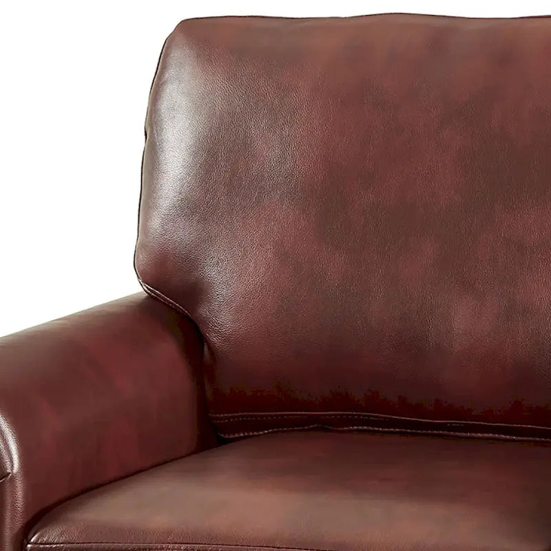 Fauteuil d'appoint en similicuir à accoudoirs arrondis et clous décoratifs, bordeaux