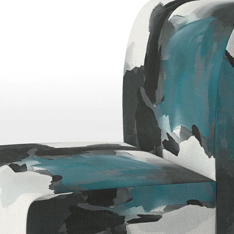 Abstract Print Upholstered Accent Chair with Wooden Frame, Multi-Color