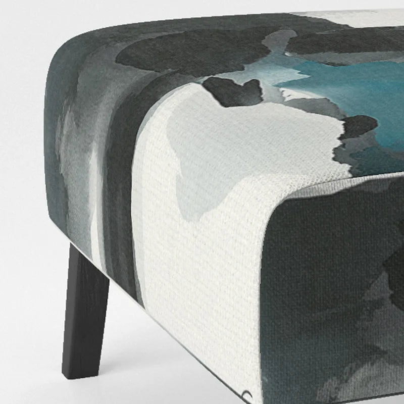 Abstract Print Upholstered Accent Chair with Wooden Frame, Multi-Color