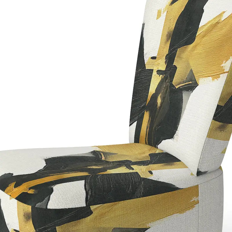 Abstract Print Upholstered Accent Chair with Wooden Frame, Multi-Color