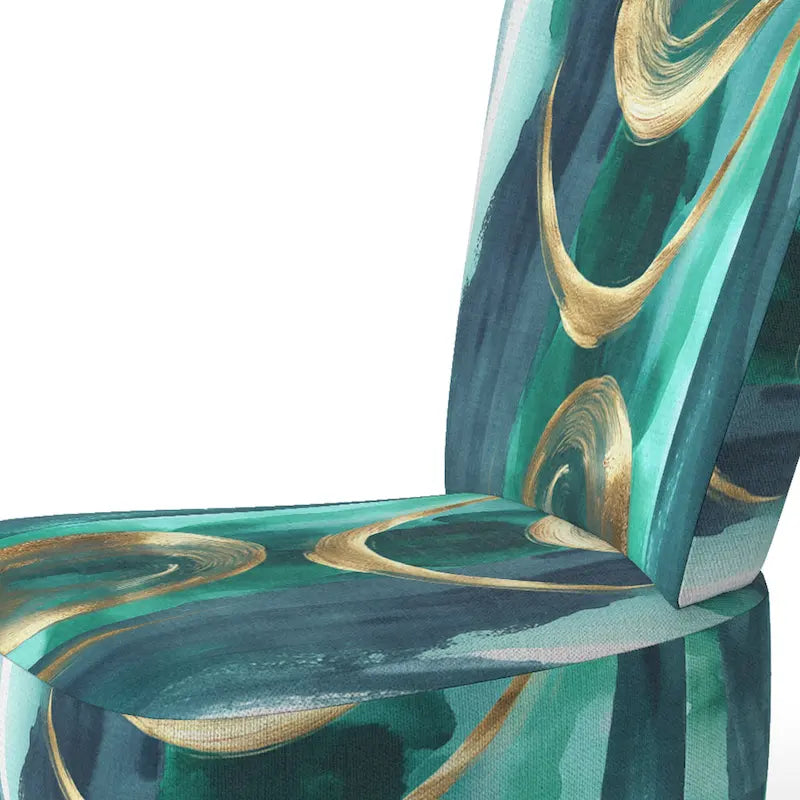 Abstract Print Upholstered Accent Chair with Wooden Frame, Multi-Color
