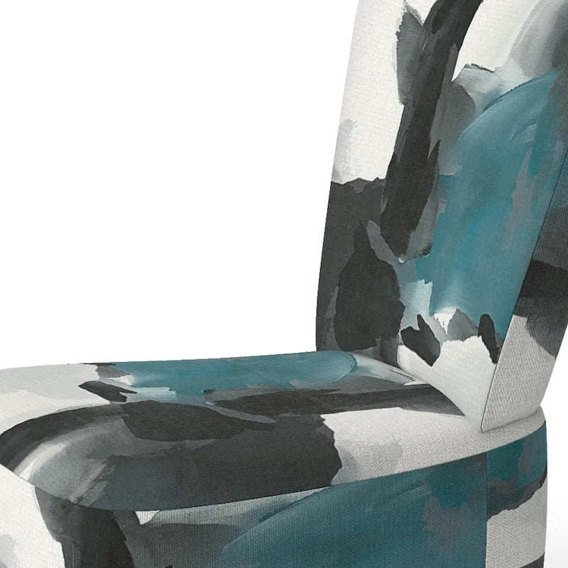 Abstract Print Upholstered Accent Chair with Wooden Frame, Multi-Color