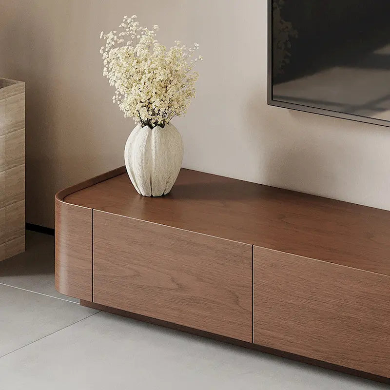 Meuble TV moderne du milieu du siècle, 4 à 6 tiroirs, console multimédia en bois massif brun