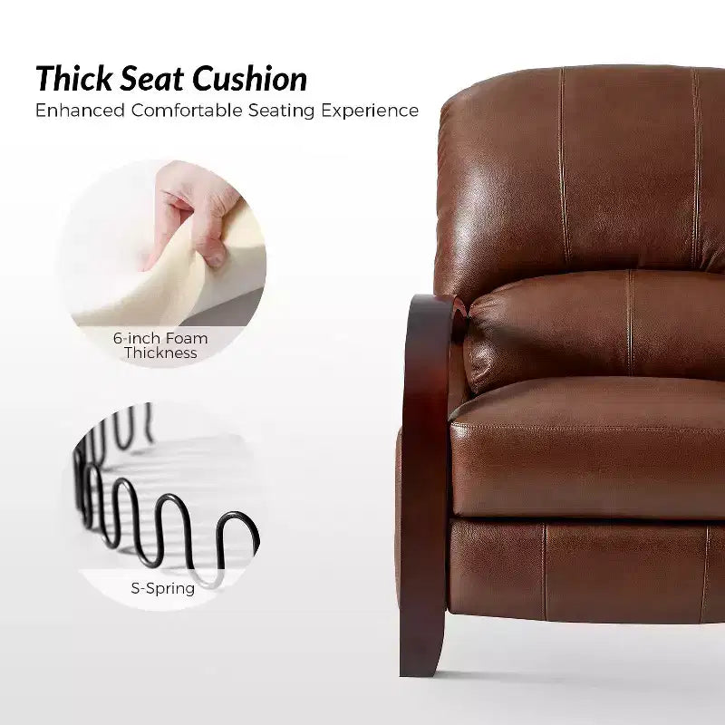 Ensemble de 2 fauteuils inclinables manuels en cuir véritable, inclinaison à 159°