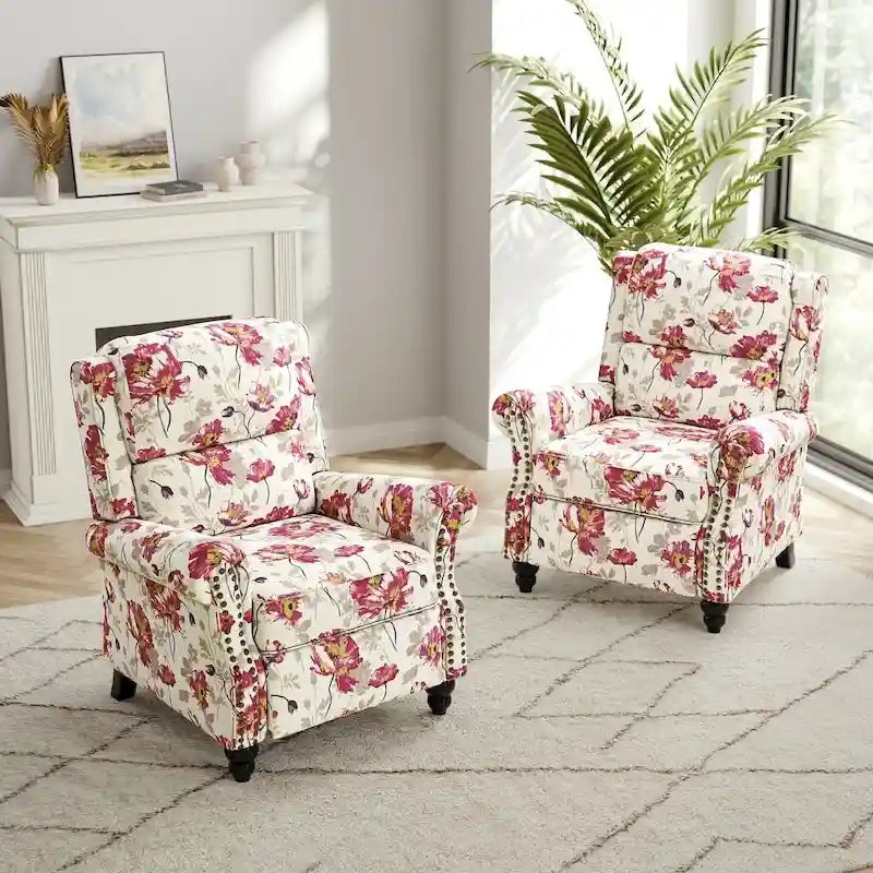 Lot de 2 fauteuils inclinables modernes à assise rembourrée en cuir PU/tissu